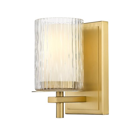 Z-Lite Grayson Wall Sconce, 1-Light, 4.75 In.W x 5.75 In.L x 8.25 In.H, Modern Gold/Clear + Etched Opal 1949-1S-MGLD